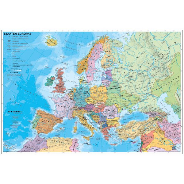 Stiefel Mapa kontynentalna Europa, polityczny