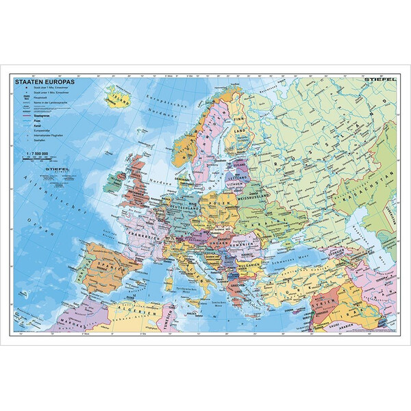 Stiefel Mapa kontynentalna Europa, polityczny