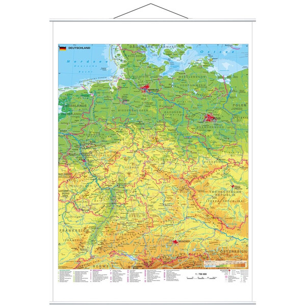 Stiefel Mapa Niemcy z miejscami światowego dziedzictwa UNESCO z metalowymi paskami