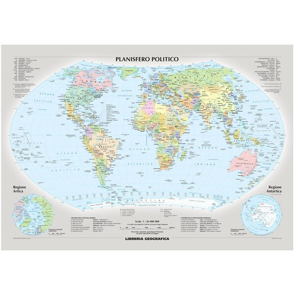 Libreria Geografica Mapa świata Planisfero fisico e politico