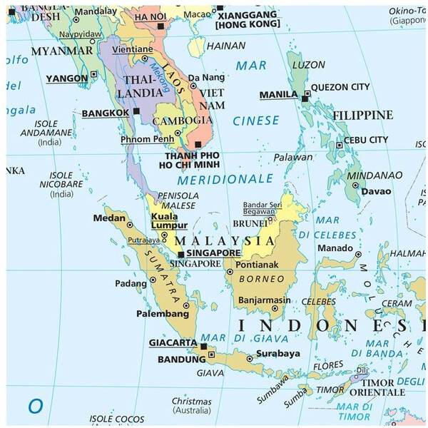 Libreria Geografica Mapa świata Planisfero fisico e politico