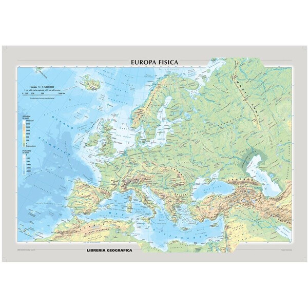 Libreria Geografica Mapa kontynentalna Europa fisica e politica