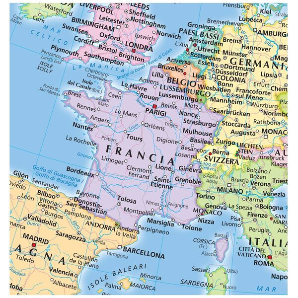 Libreria Geografica Mapa kontynentalna Europa fisica e politica