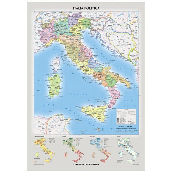 Libreria Geografica Mapa Italia fisica e politica