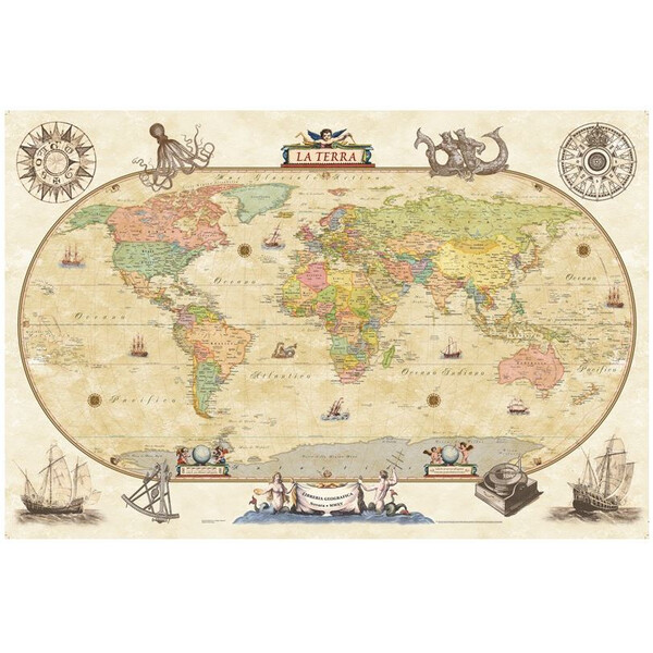 Libreria Geografica Mapa świata Planisfero Anticato