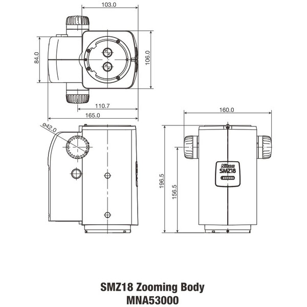 Nikon Glowa stereo SMZ18, manual , parallel optics, achromate, Zoom Head, bino, 7.5-135x, click stop, ratio 18:1, 15°