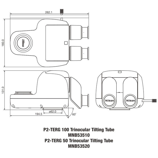 Nikon Glowa stereo P2-TERG 50 trino ergo tube (100/0 : 50/50), 0-30°