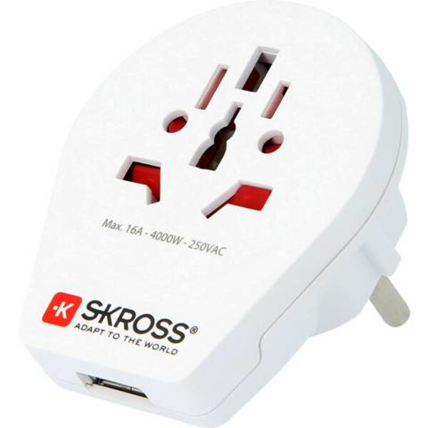 Skross Zasilacz sieciowy Adapter podróżny World to Europe z USB