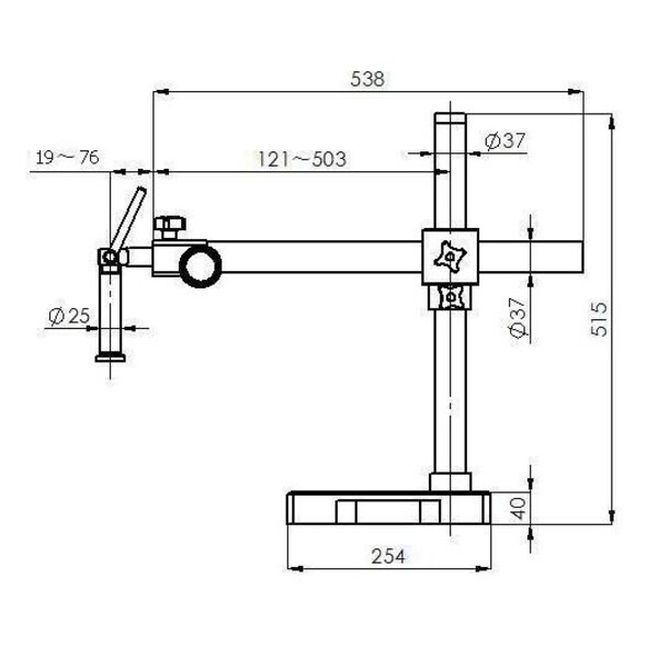 Kern Mikroskop stereoskopowy zoom OZM 912, bino, 7x-45x, HSWF 10x23 mm, Statyw, pojedyncze ramię (430 mm x 385 mm) z blatem, Oświetlenie pierścieniowe LED 4,5 W