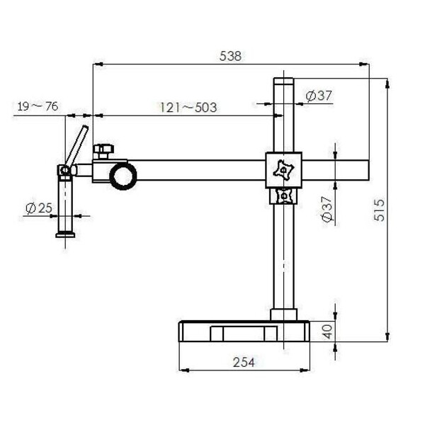 Kern Mikroskop stereoskopowy zoom OZM 913, trino, 7x-45x, HSWF 10x23 mm, Stativ, Einarm (515 mm x 614 mm) m. Tischplatte, Ringlicht LED 4.5 W