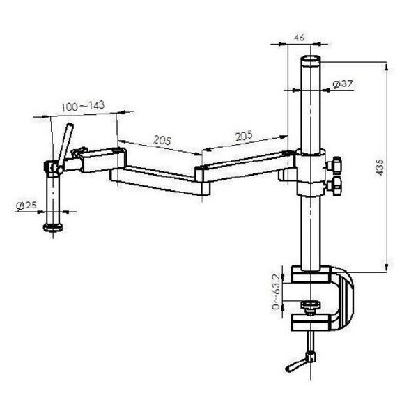 Kern Mikroskop stereoskopowy zoom OZM 952, bino, 7-45x , HSWF 10x23 mm, ramię metalowe na statywie, zacisk stołowy, Oświetlenie pierścieniowe LED 4,5W