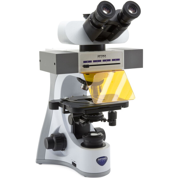 Optika Mikroskop B-510LD4, fluorescencja LED, trino, 1000x, Plan IOS, 4 puste gniazda filtrów