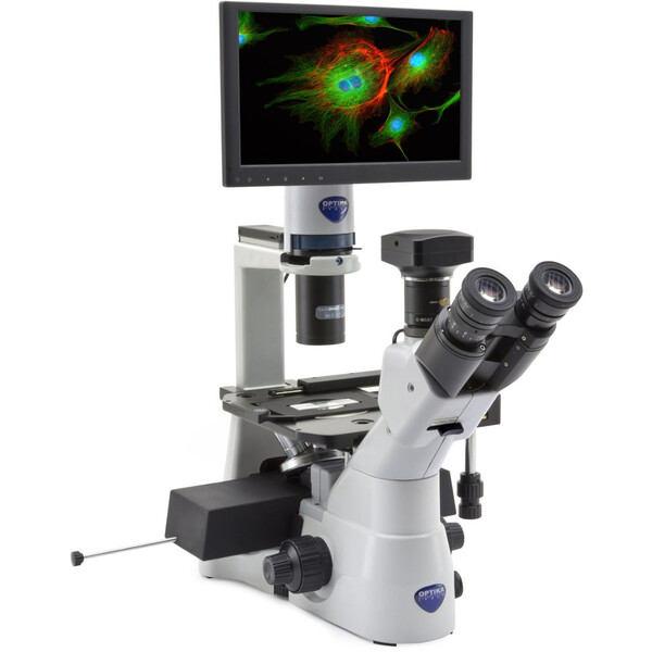 Optika Mikroskop odwrócony IM-3LD4D, 6MP, Display 12", trino, IOS U-PLAN F, LED-FLUO, LWD, 400x, 4 puste gniazda filtrów