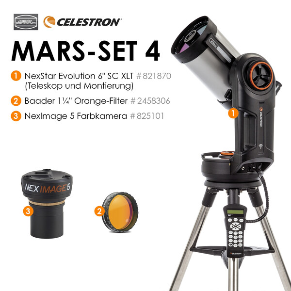 Celestron Teleskop Schmidt-Cassegrain  SC 150/1500 NexStar Evolution 6 Mars-Set