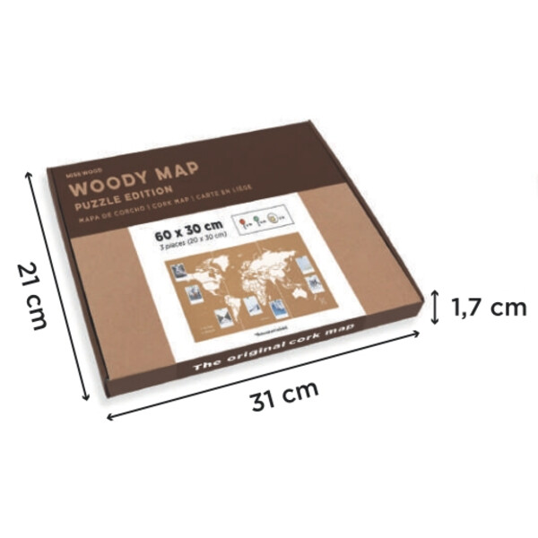 Miss Wood Mapa świata Puzzle Map M - White