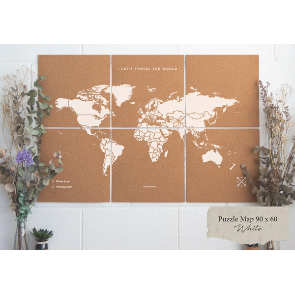 Miss Wood Mapa świata Puzzle Map XL - White