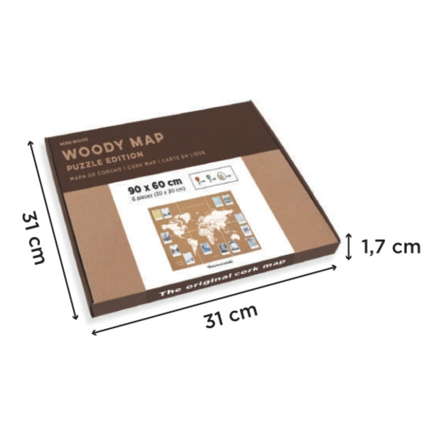 Miss Wood Mapa świata Puzzle Map XL - White