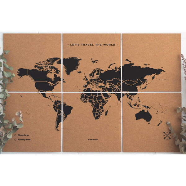 Miss Wood Mapa świata Puzzle Map XL - czarny