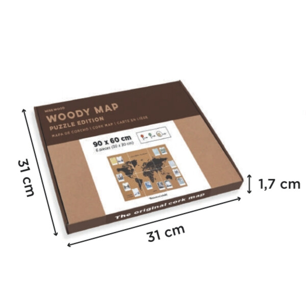 Miss Wood Mapa świata Puzzle Map XL - czarny
