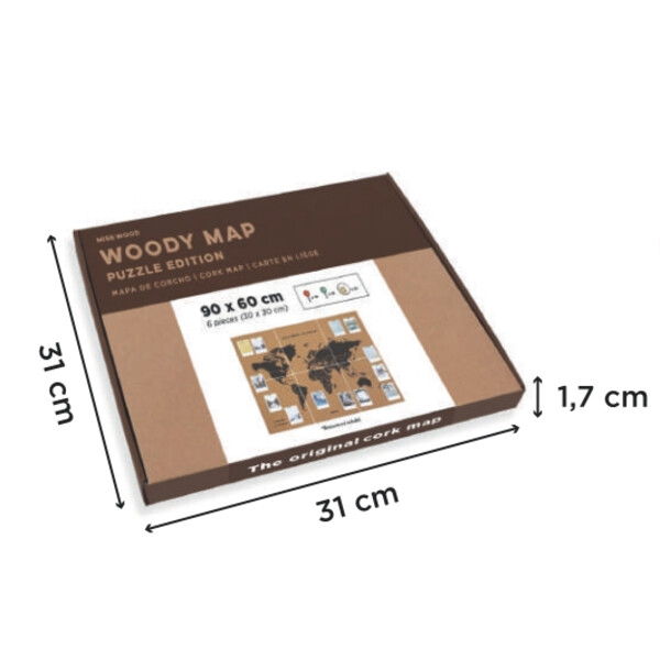 Miss Wood Mapa świata Puzzle Map XL - Black