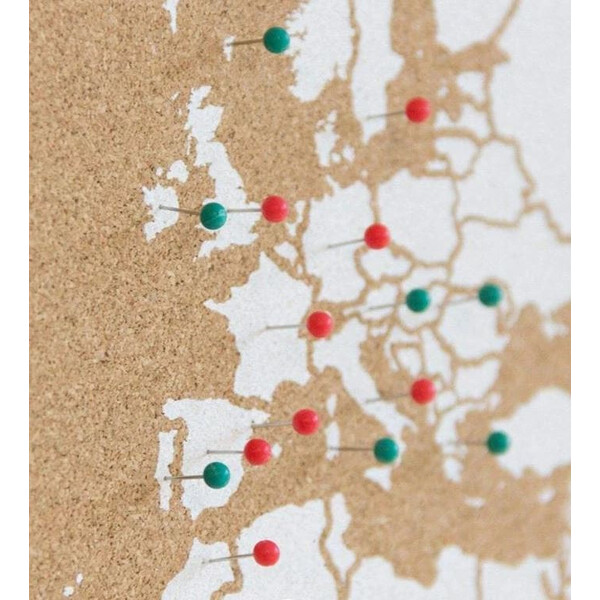 Miss Wood Mapa świata Woody Map Natural Cork XXXL white