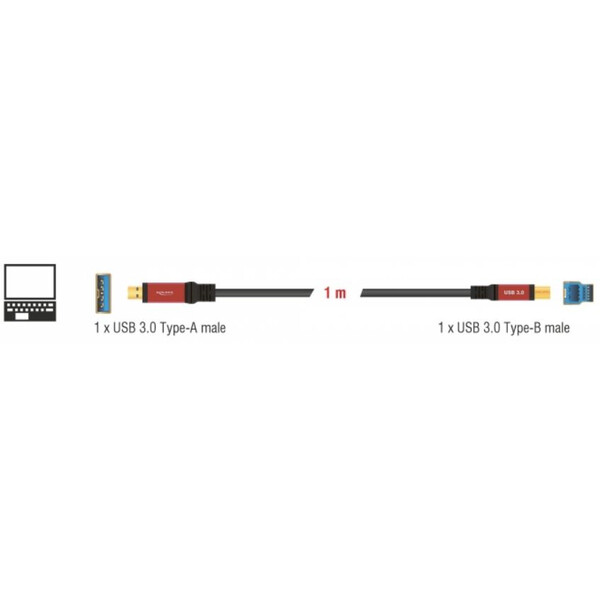 PegasusAstro Kabel USB Premium 1x USB3.0 Typ-B 1m