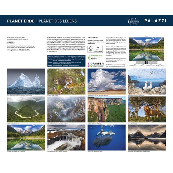 Palazzi Verlag Kalendarze Planet Earth 2021