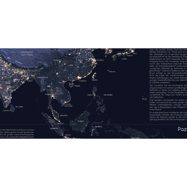 Astronomie-Verlag Plakaty Die Erde bei Nacht und Sternwarten der Welt