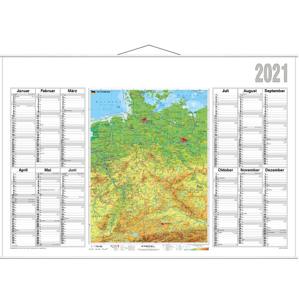 Stiefel Mapa Planer roczny 2021 Niemcy fizyczne