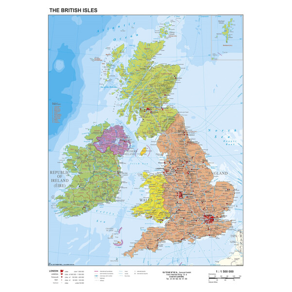 Stiefel Mapa Wielka Brytania i Irlandia w ujęciu politycznym (68 x 98 cm)