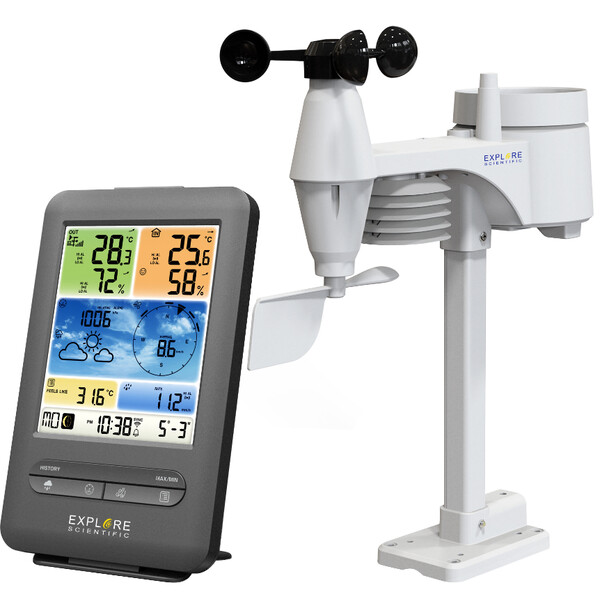 Explore Scientific Stacja meteo WLAN-Wettercenter mit 5-in-1 Profi-Sensor V