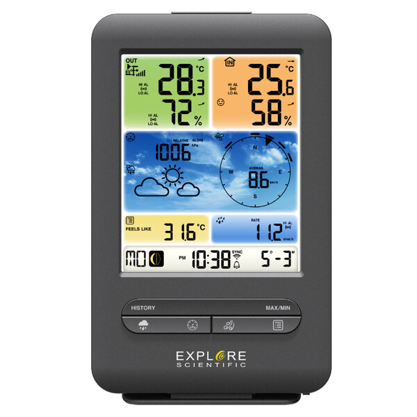 Explore Scientific Stacja meteo WLAN-Wettercenter mit 5-in-1 Profi-Sensor V