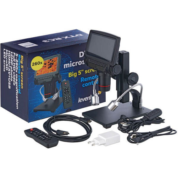 Levenhuk Mikroskop DTX RC3, cyfrowy, 5-15x opt., -260x digit.