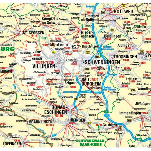 Kastanea Mapa regionalna Postleitzahlenkarte Baden-Württemberg (99 x 122 cm)