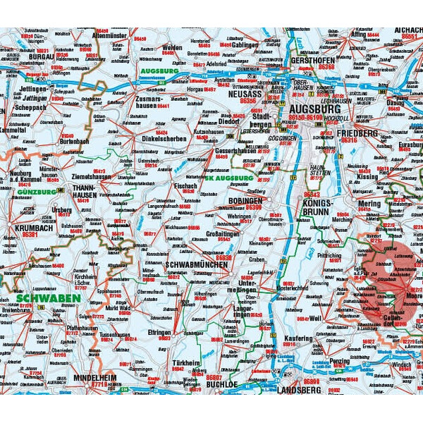 Kastanea Mapa regionalna Postleitzahlenkarte Bayern (110 x 112 cm)