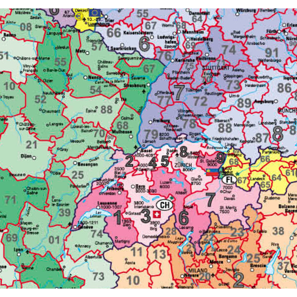 Stiefel Mapa kontynentalna Kod pocztowy Europy (97 x 119 cm)