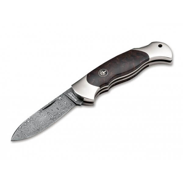Böker Noże Scout Spearpoint Burl Birch Damascus