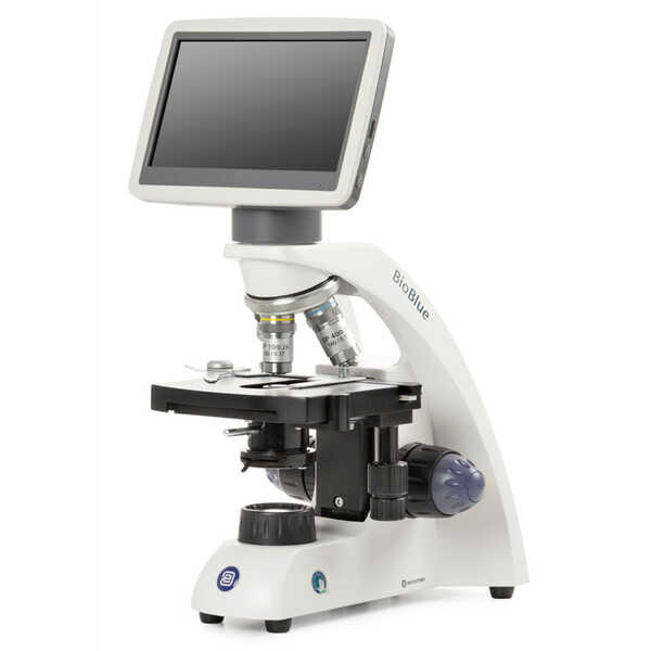 Euromex Mikroskop BioBlue, BB.4220-LCD, 7-calowy ekran LCD, Obiektywy SMP 4/10/S40x, DIN, 40x - 400x, 10x/18, LED, 1W, stolik krzyżowy