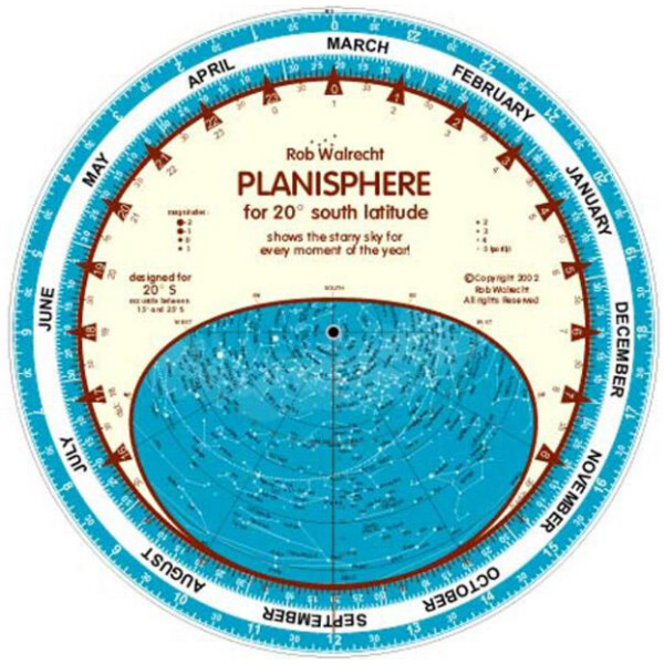 Rob Walrecht Mapa gwiazd Planisphere 20°S 25cm