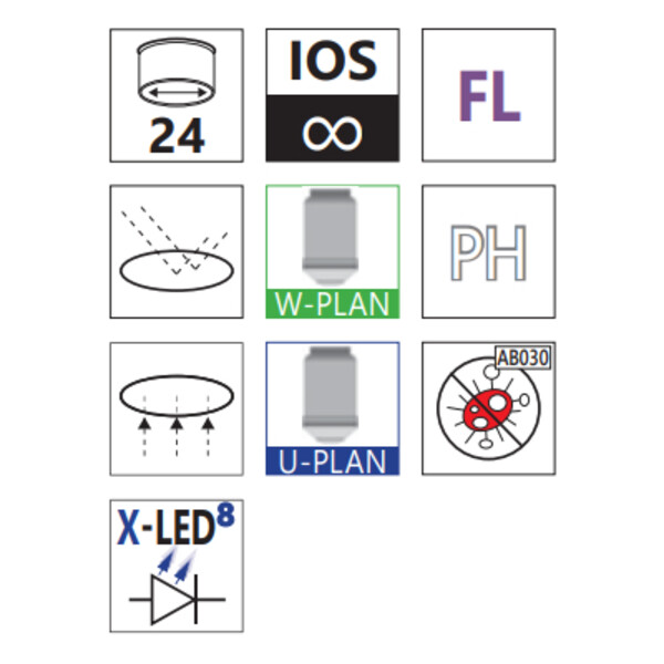 Optika Mikroskop odwrócony IM-5FLD, FL, trino, invers, 10x24mm,  AL/DL, LED 5W, 8W w.o. objectives