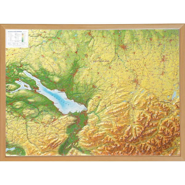 Georelief Mapa regionalna Allgäu Bodensee 3D Reliefkarte (77 x 57 cm)