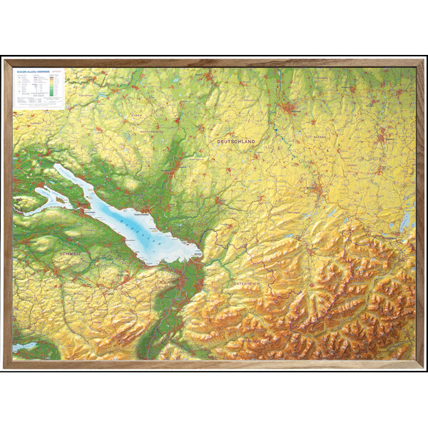 Georelief Mapa regionalna Allgäu Bodensee 3D Reliefkarte (77 x 57 cm)