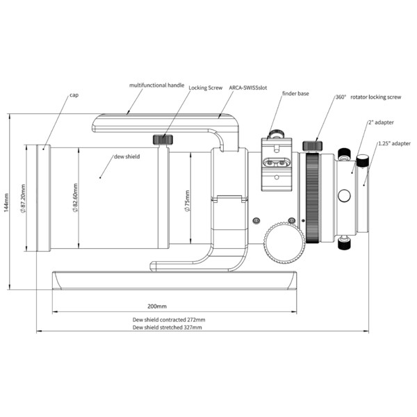 Omegon Refraktor apochromatyczny Pro APO AP 61/360 Triplet ED OTA + Pro Reducer 0,75x