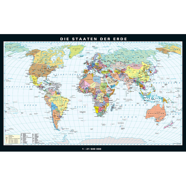 PONS Mapa świata Die Erde physisch und politisch (158 x 97 cm)