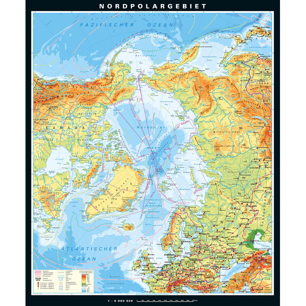 PONS Mapa regionalna Nordpolargebiet physisch (210 x 230 cm)
