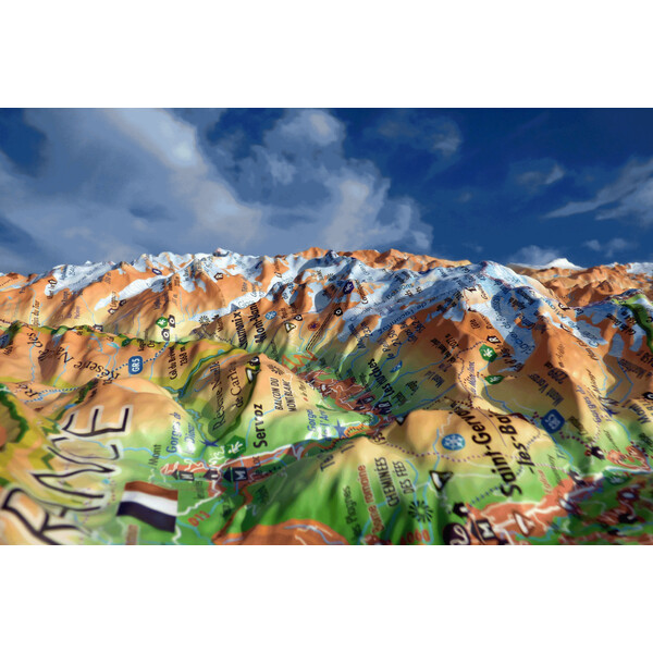 3Dmap Mapa regionalna Massif du Mont Blanc (41 cm x 61 cm)