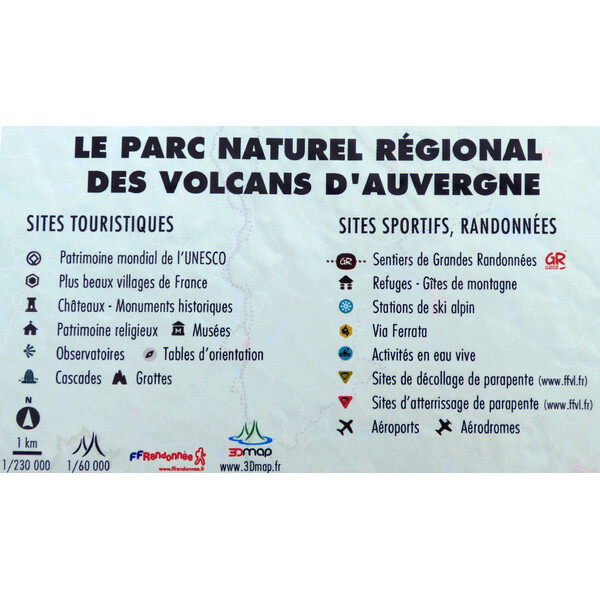 3Dmap Mapa regionalna Le Parc Naturel Régional des Volcans d'Auvergne