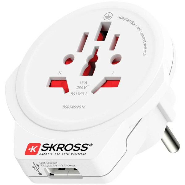 Skross Zasilacz sieciowy Adapter podróżny World to Europe USB 1.0