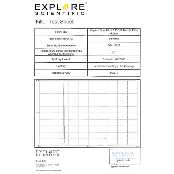 Explore Scientific Filtry OIII 6,5nm 1,25"