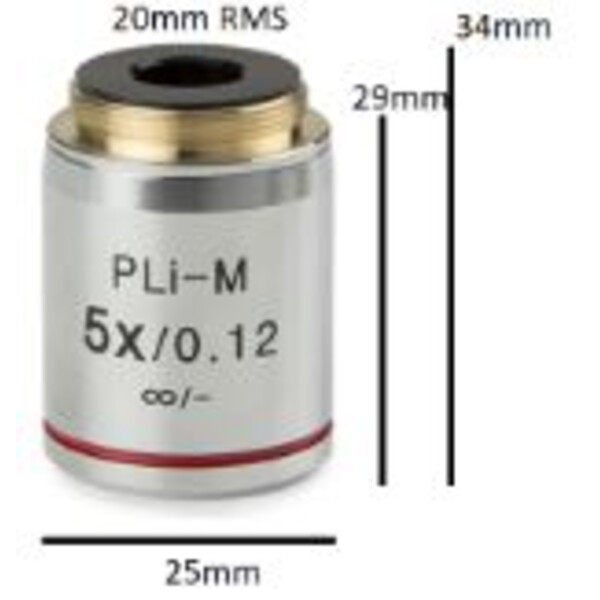 Euromex Obiektyw IS.8105, Plan PL 5x/0.12, w.d. 15.5 mm, nieskończoność, cov glass -(bScope)